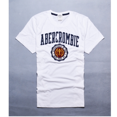 A-F-Abercrombie-Fitch-仿舊磨破圖騰貼布圓領短袖T恤-白
