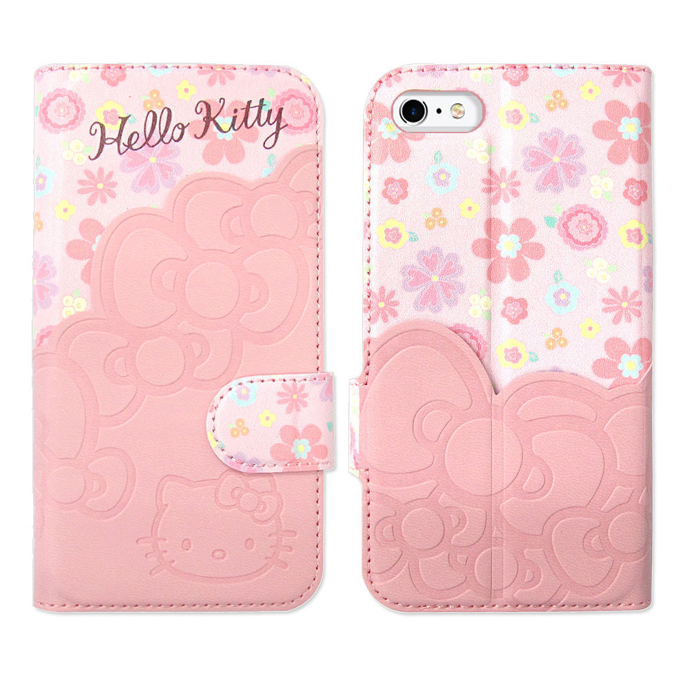 Hello Kitty iPhone 6s Plus 5.5吋立體拼接磁扣皮套(KT碎花)