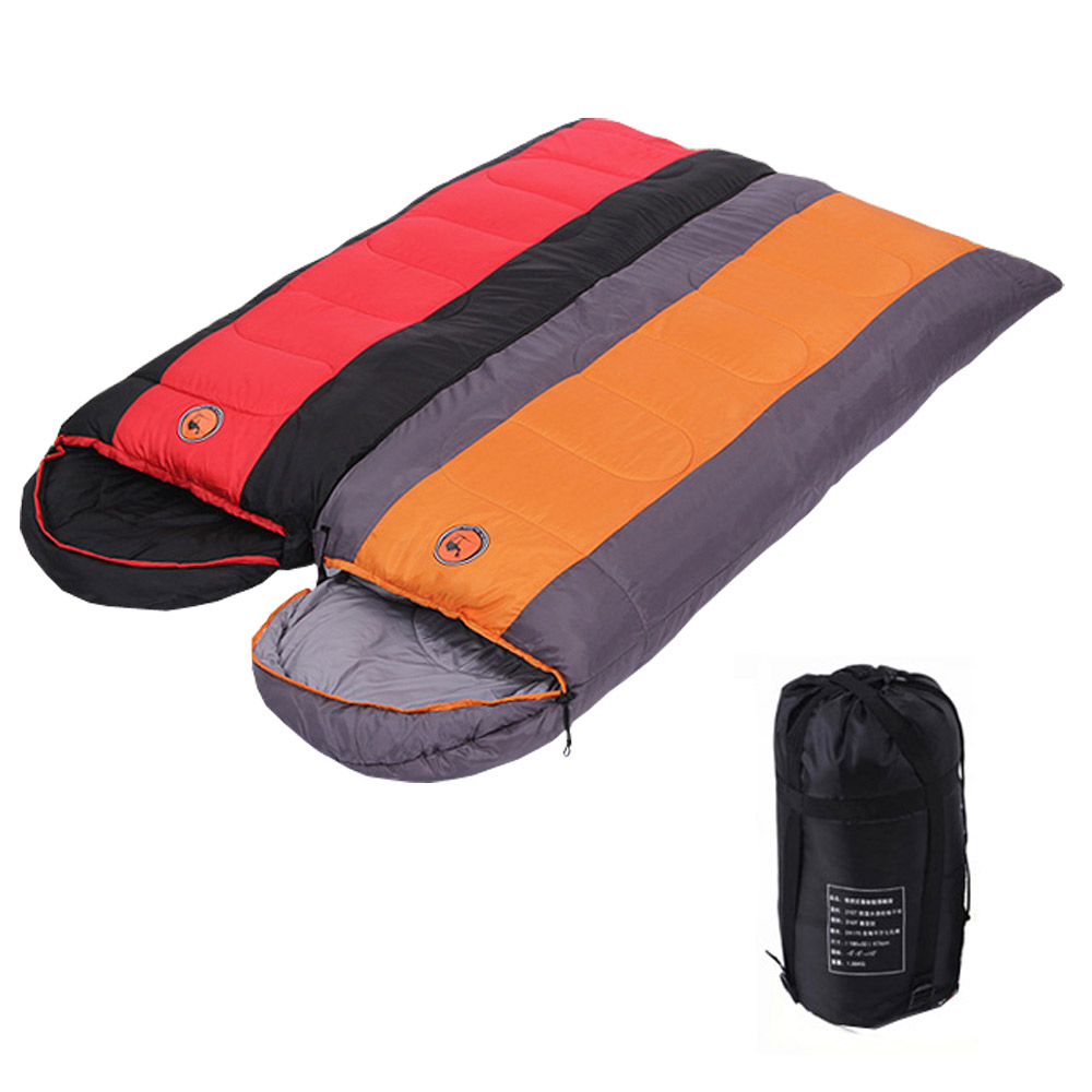 PUSH! 登山戶外用品可拼接帶帽帶防風領圍210T加厚優質綿四季睡袋一入