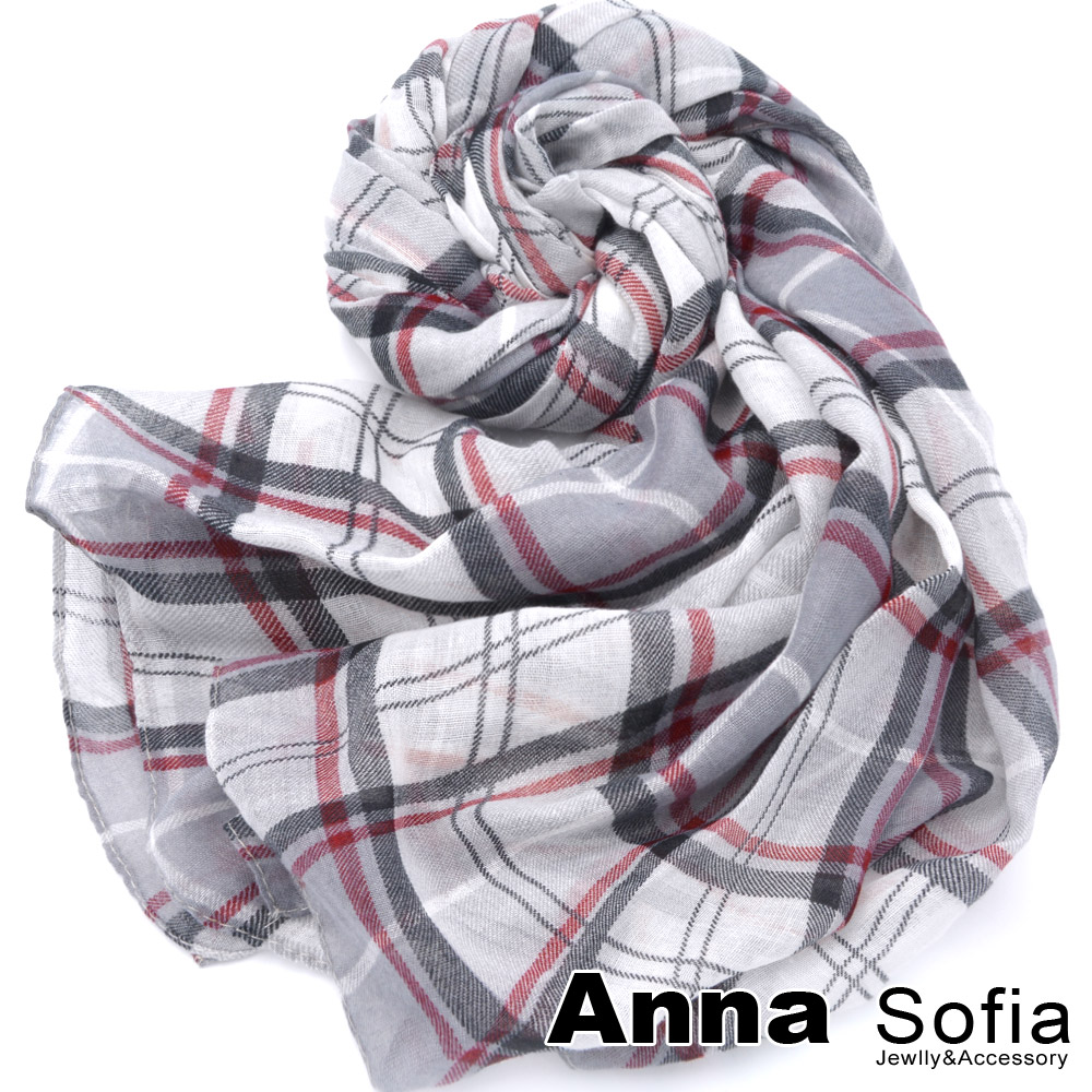 AnnaSofia 蘇格蘭格 加大加寬披肩圍巾(湮灰系)