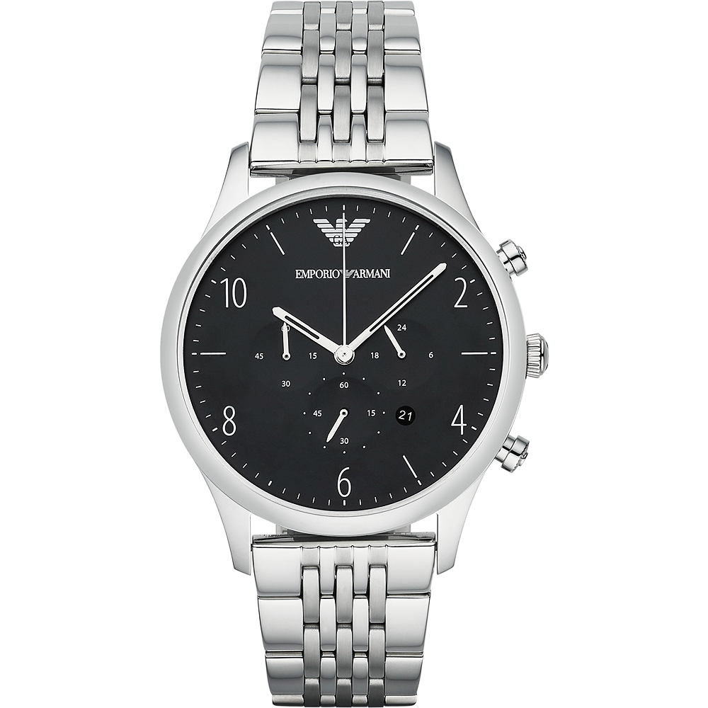 Emporio Armani Classic 紳士復刻經典計時腕錶-黑/43mm