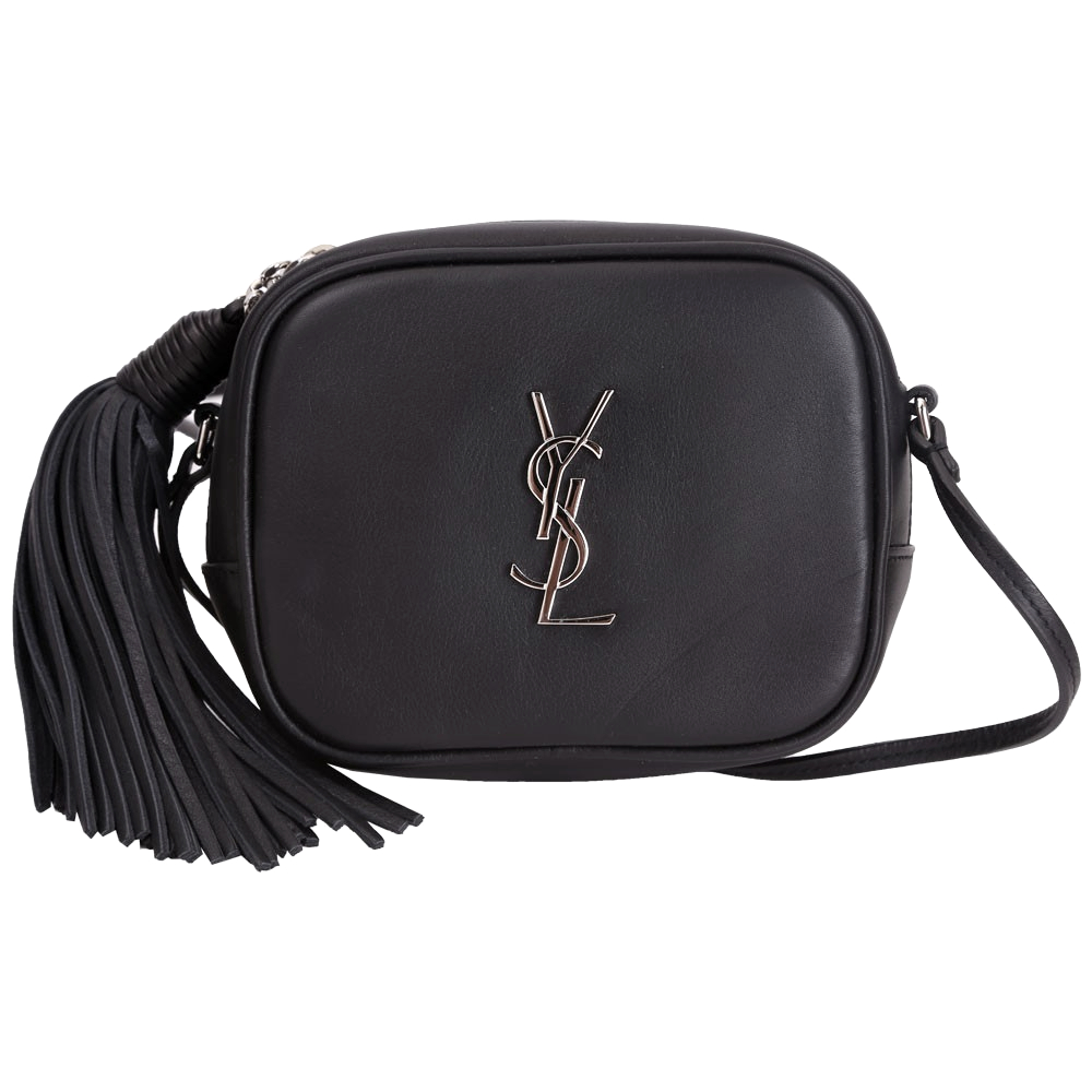 YSL Saint Laurent Blogger 流蘇飾牛皮斜背包(黑色)