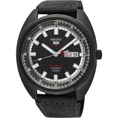 SEIKO精工 5號24石盾牌限量機械手錶(SRPB73J1)-鍍黑/44mm