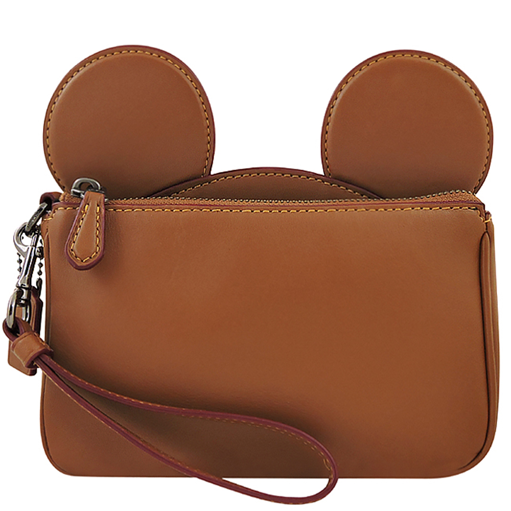 COACH DISNEY聯名系列焦糖色MICKEY造型手拿包