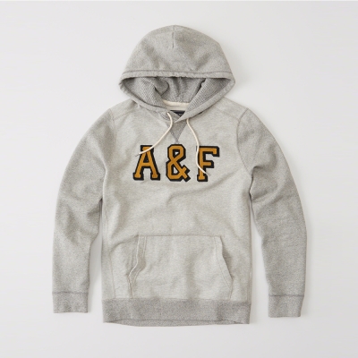 A&F 經典文字設計連帽T恤-灰色 AF Abercrombie