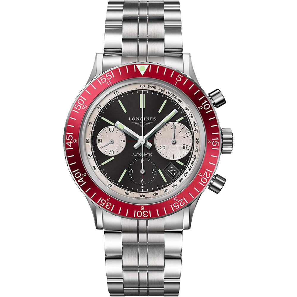 LONGINES 浪琴 官方授權 Heritage Diver 1967復刻潛水機械錶-黑x紅圈/42mm L2.808.4.52.6