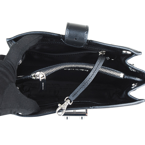 MICHAEL KORS BOND金屬銀釦LOGO皮革手拿夾層母子斜背包(中/黑)