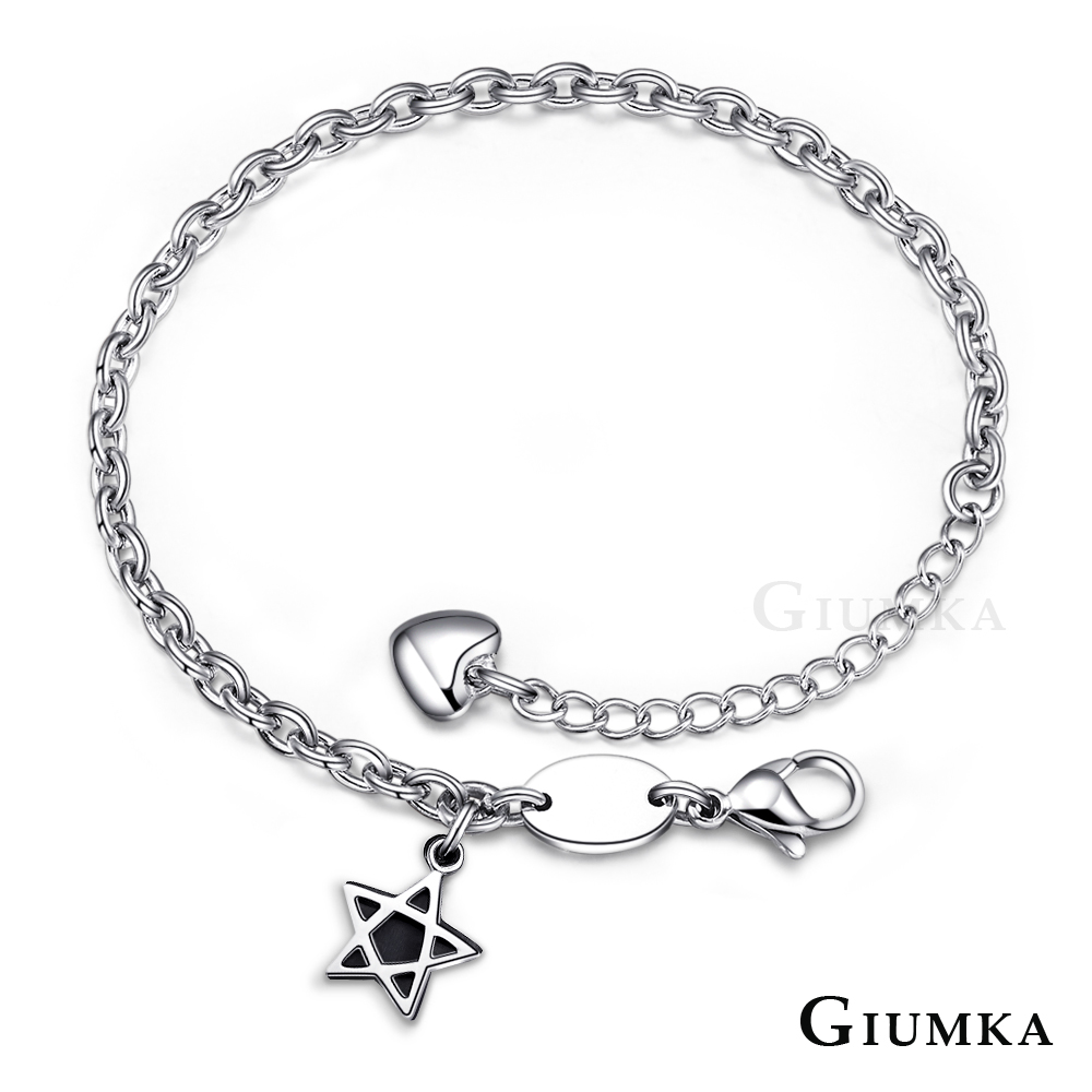 GIUMKA 五角星 珠寶白鋼手鍊-黑色