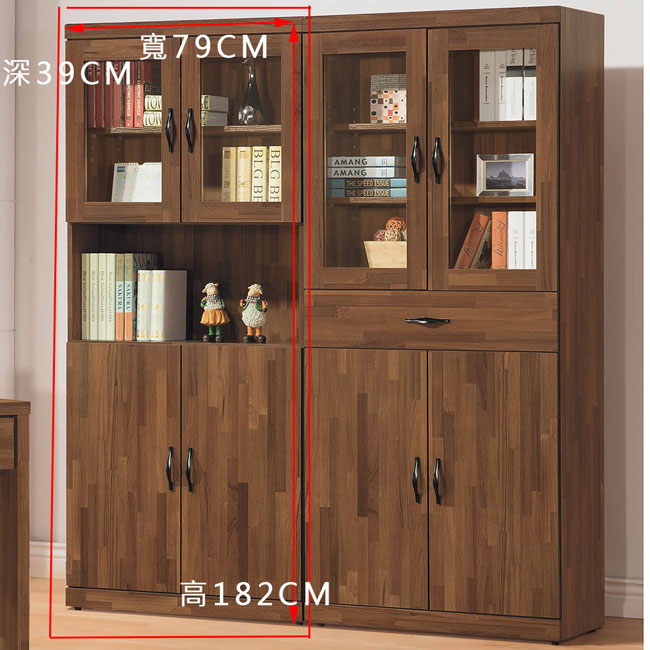 H&D 積層木2.6尺四門書櫃 (寬79X深39X高182cm)