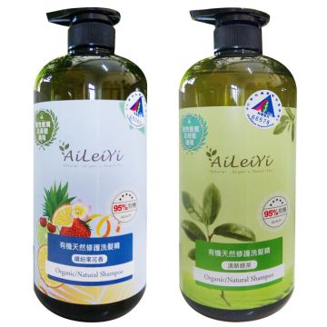 AiLeiYi 天然修護洗髮精繽紛果花香+清新綠茶1000ml