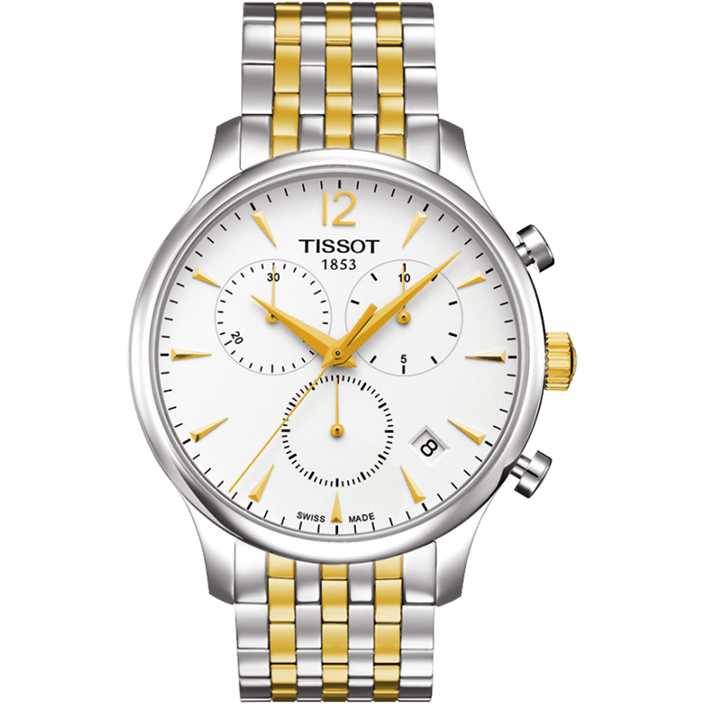 TISSOT 天梭 官方授權 Tradition 經典復刻計時腕錶-銀x雙色版/42mm T0636172203700