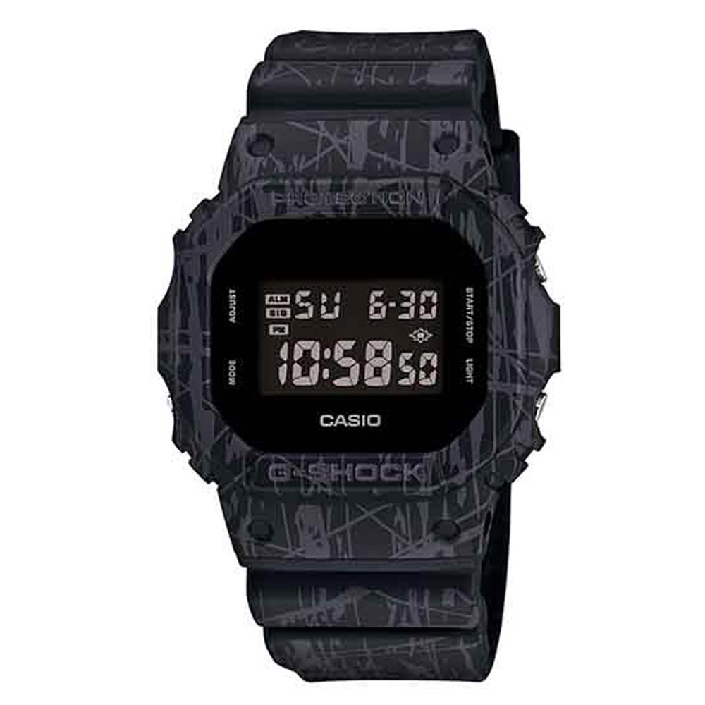 G-SHOCK 玩酷街頭爆裂紋路新設計運動休閒錶(DW-5600SL-1)-黑/42.8mm