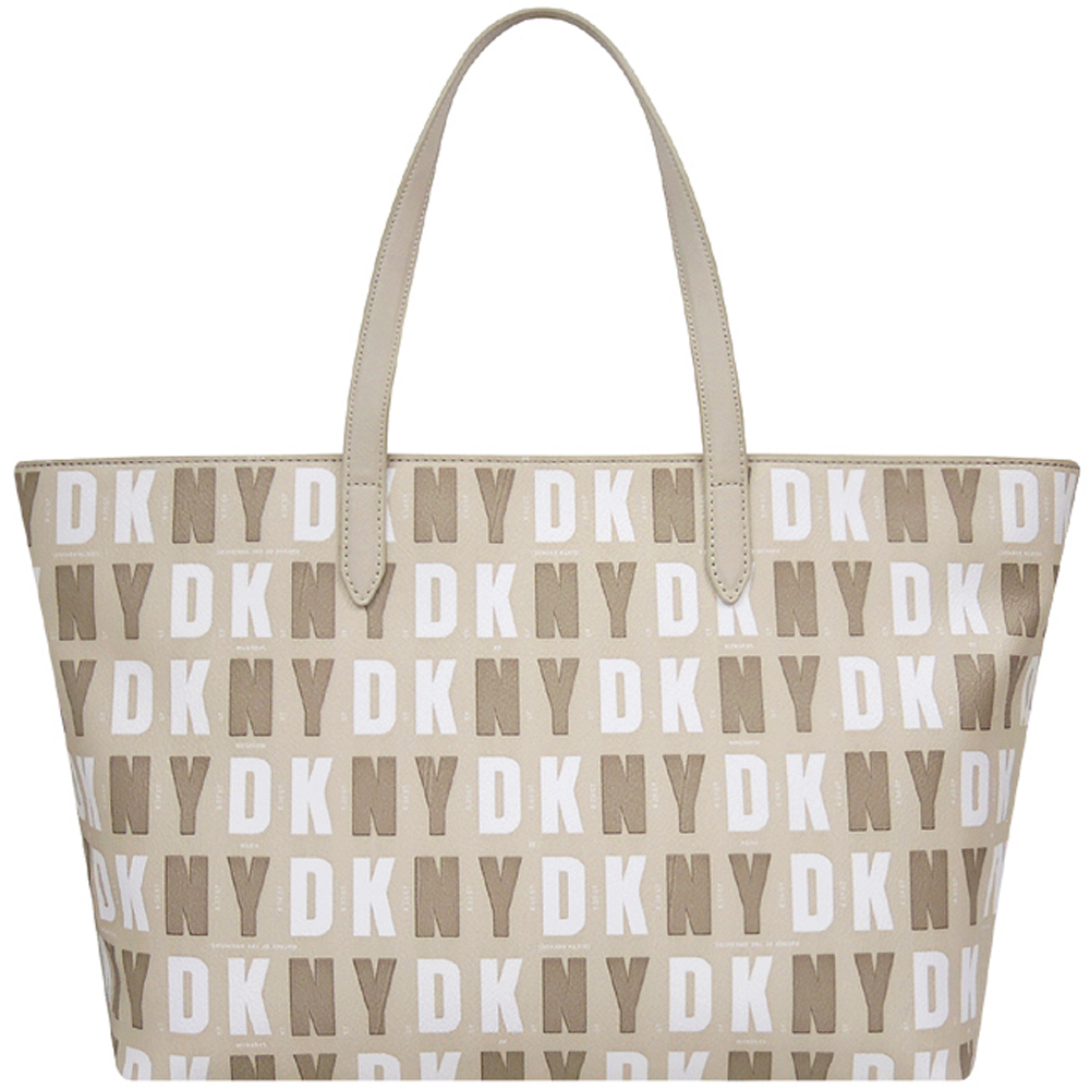 DKNY 卡其色LOGO字樣PVC托特包