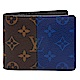 LV M63023 經典MULTIPLE Monogram帆布拼色交叉式卡夾短夾(海藍) product thumbnail 1