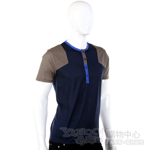 VERSACE 深藍色拼接設計短袖上衣