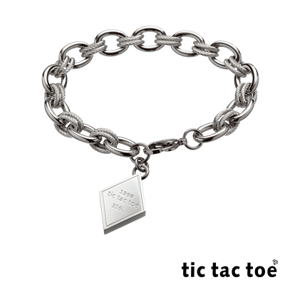 tic tac toe 時尚潮流-菱形牌白鋼男手鍊