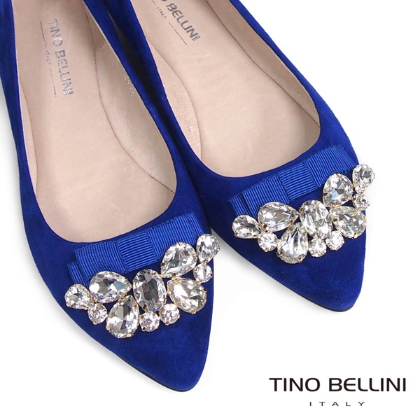 Tino Bellini 璀璨華麗鑽飾平底娃娃鞋_藍