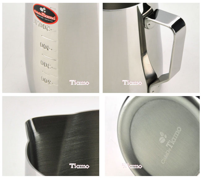 Tiamo 專業內外刻度不鏽鋼拉花杯360cc(HC7074)