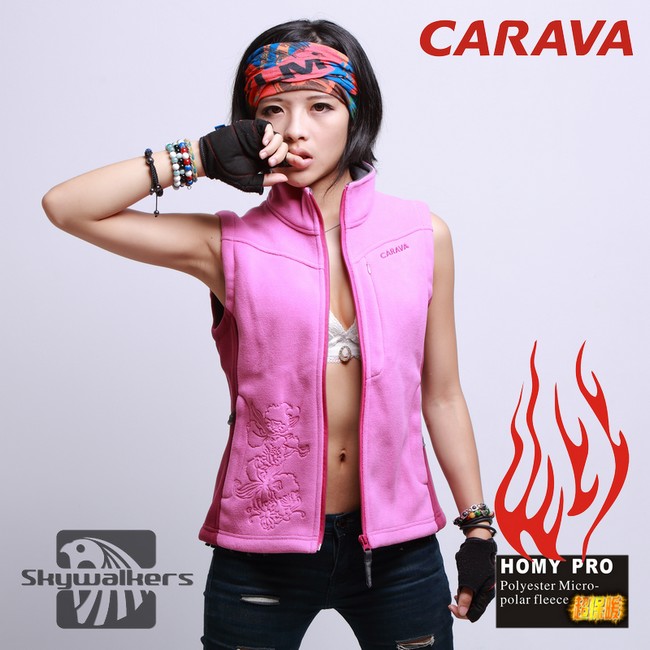 CARAVA《女款刷毛背心》(玫紫)