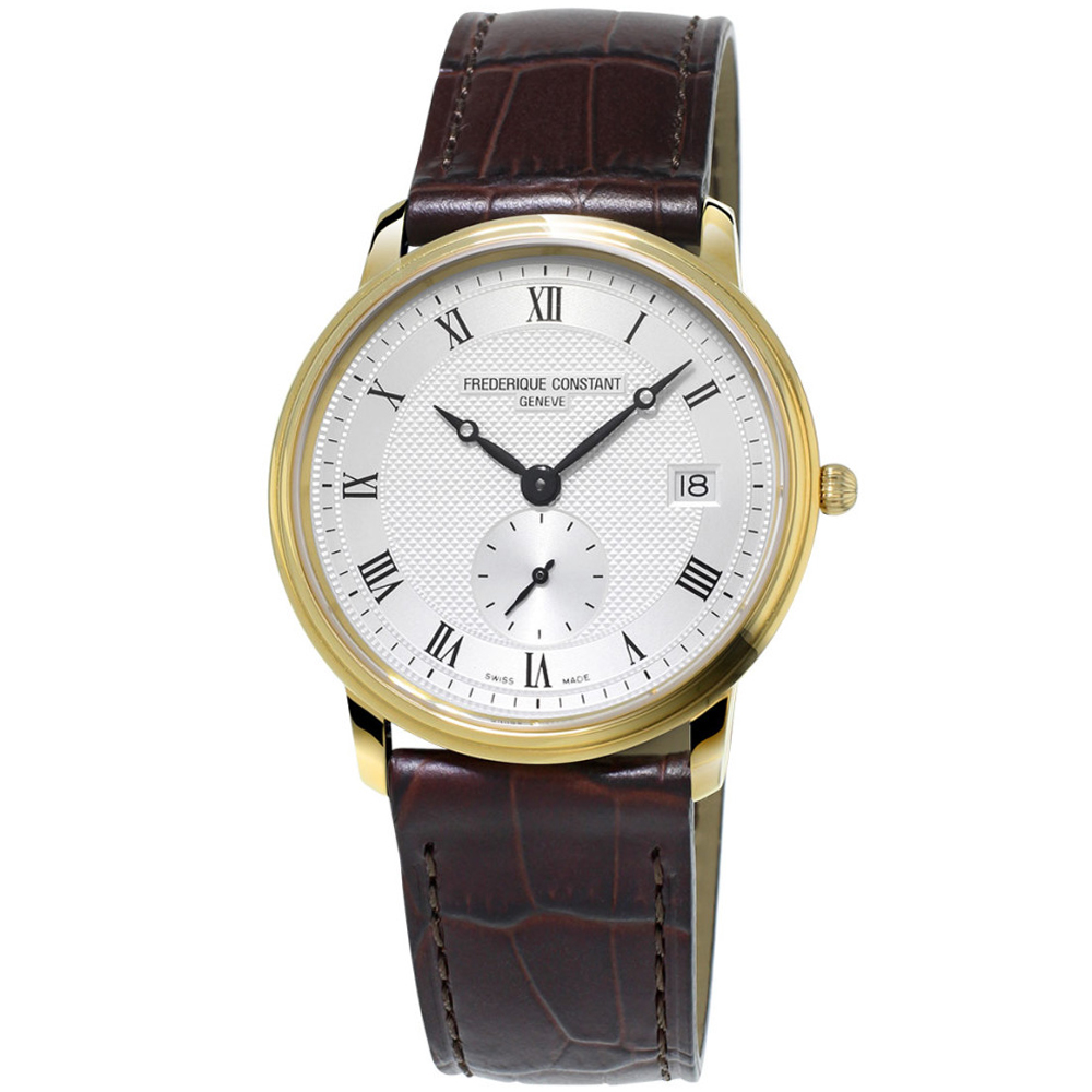 康斯登 CONSTANT SLIMLINE超薄系列紳士小秒針腕錶-咖啡/37mm