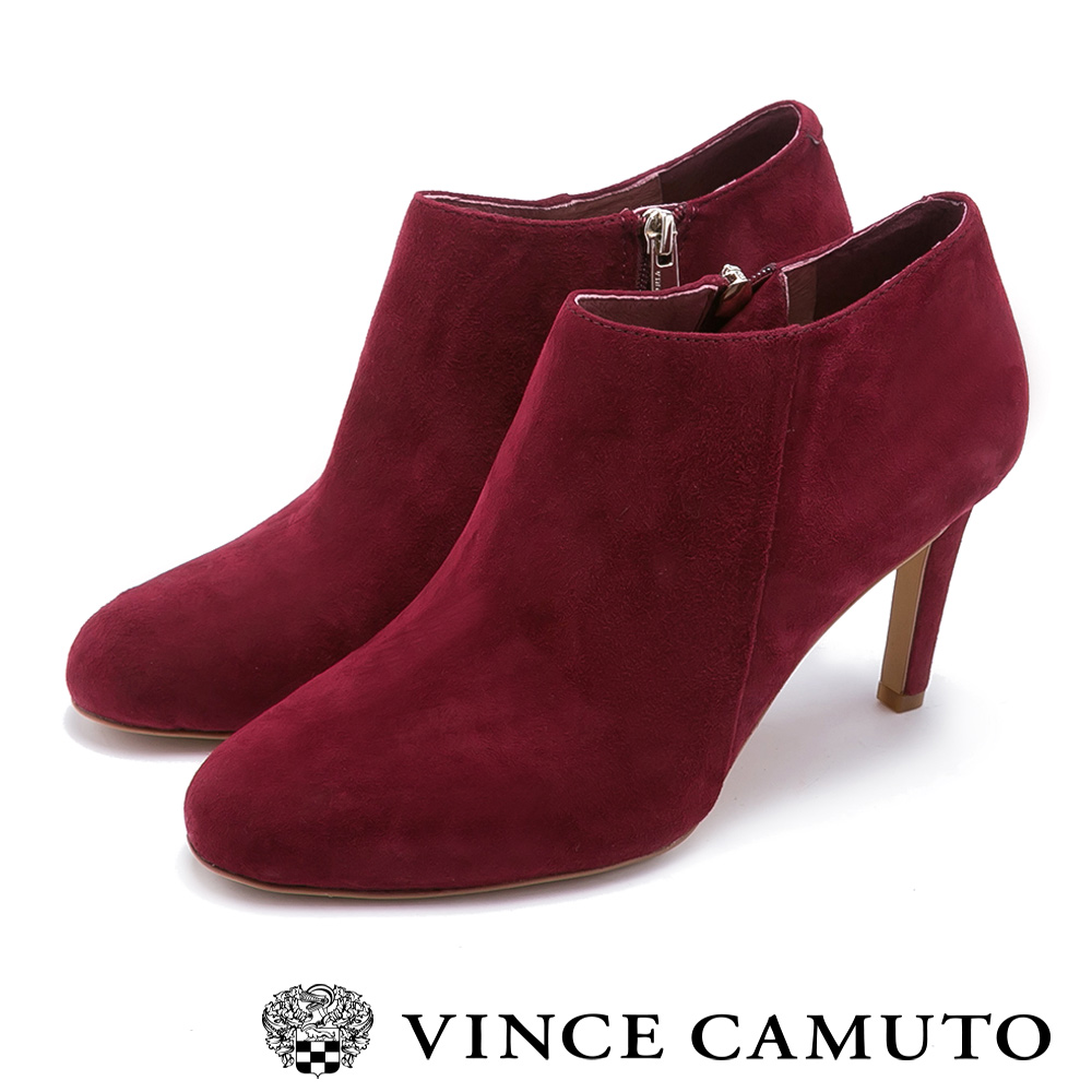 VINCE CAMUTO  時尚經典款 皮革質感中跟踝靴-酒紅