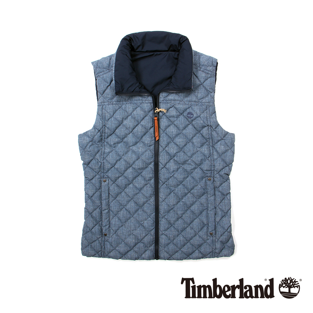 Timberland 女款藍色雙面穿菱格背心外套