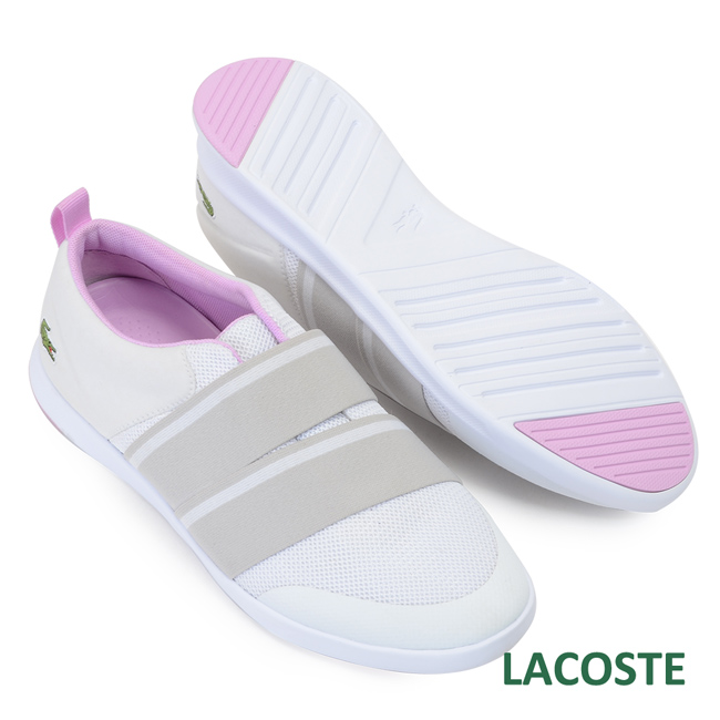 LACOSTE 女用休閒/健走鞋-白/紫