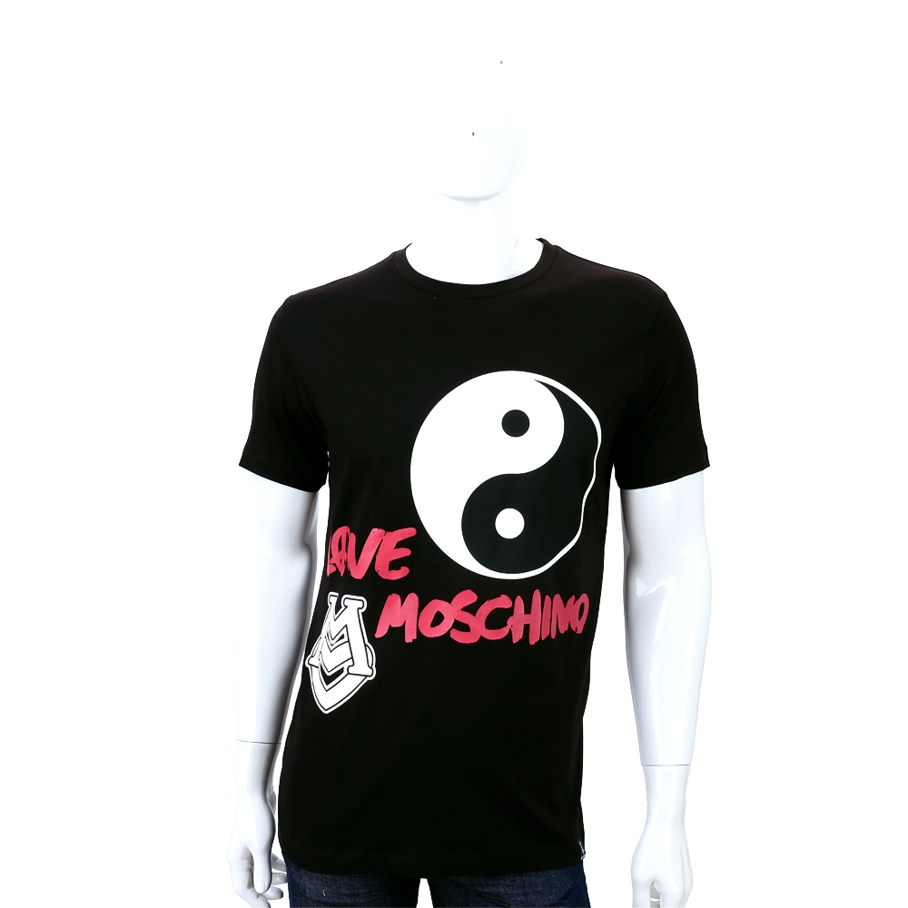 MOSCHINO 黑色太極圖騰短袖上衣