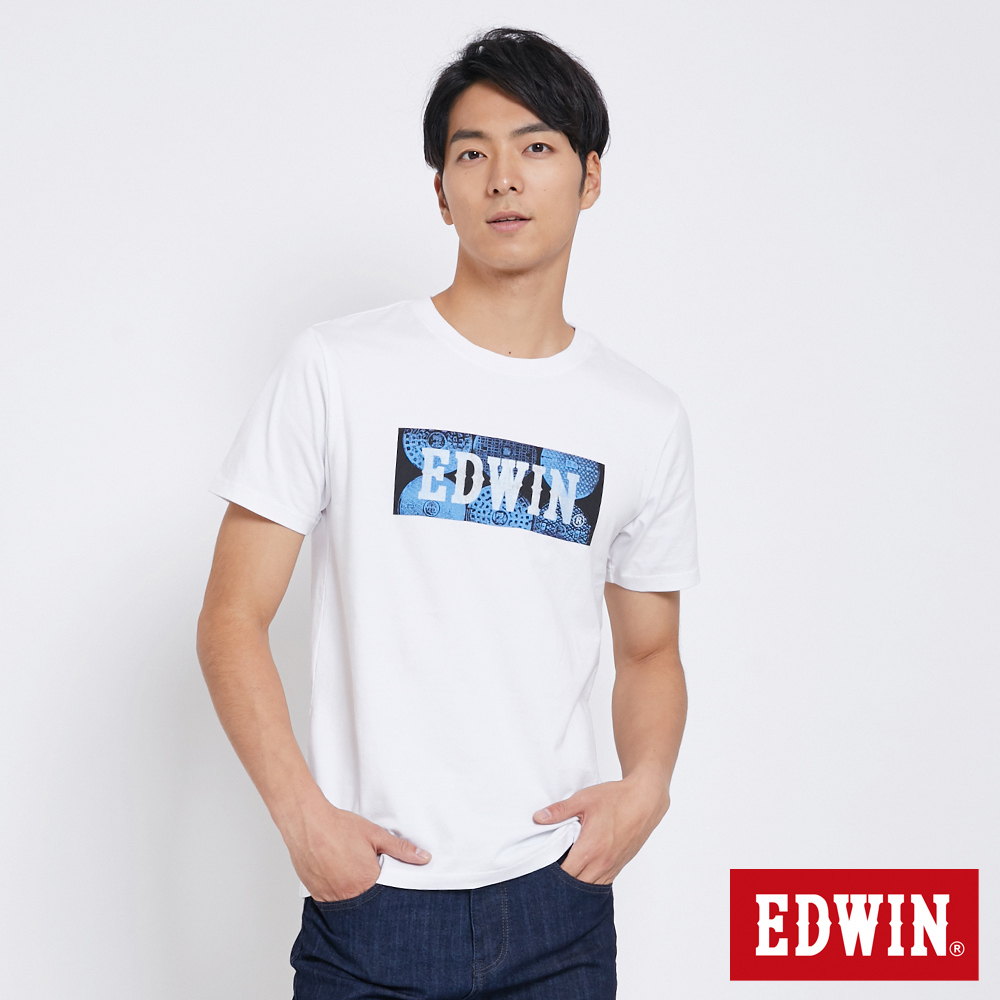 EDWIN 東京系列3M地紋蓋LOGO短袖T恤-男-白色