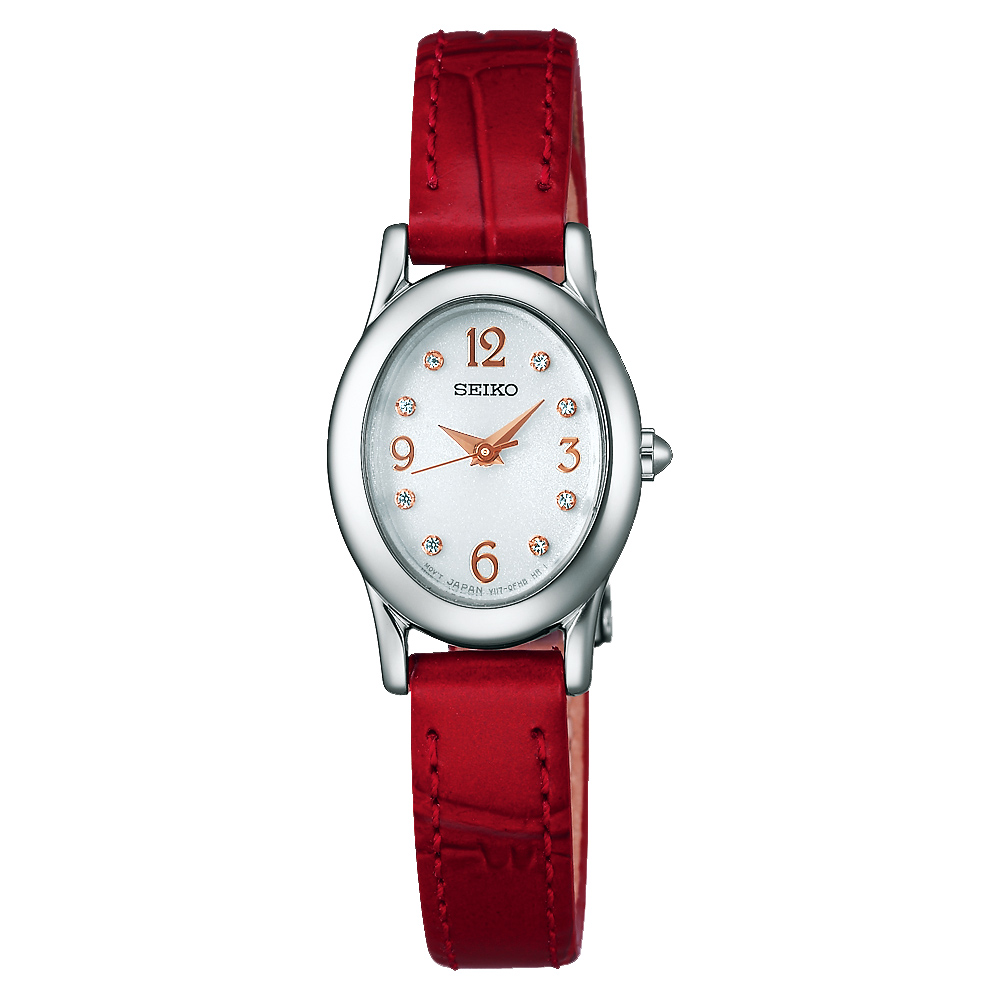 SEIKO vivace 巴黎時尚優美限量女錶-銀x紅色錶帶/20mm