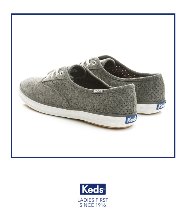 Keds CHAMPION 綁帶休閒鞋-炭灰