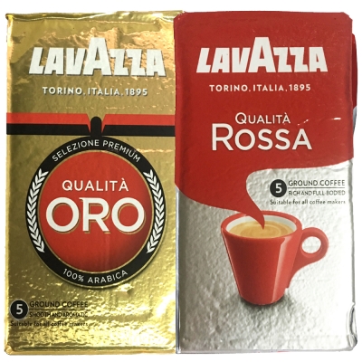 LAVAZZA ORO金牌咖啡粉(2包)＋ROSSA研磨咖啡粉(2包)