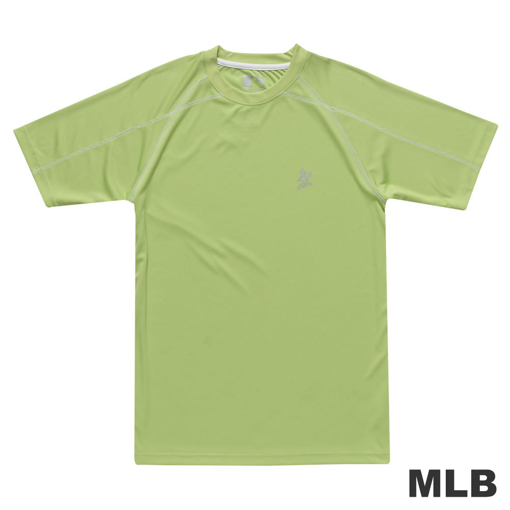 MLB-奧克蘭運動家隊反光圓領快排拉克蘭T恤-淺綠(男)