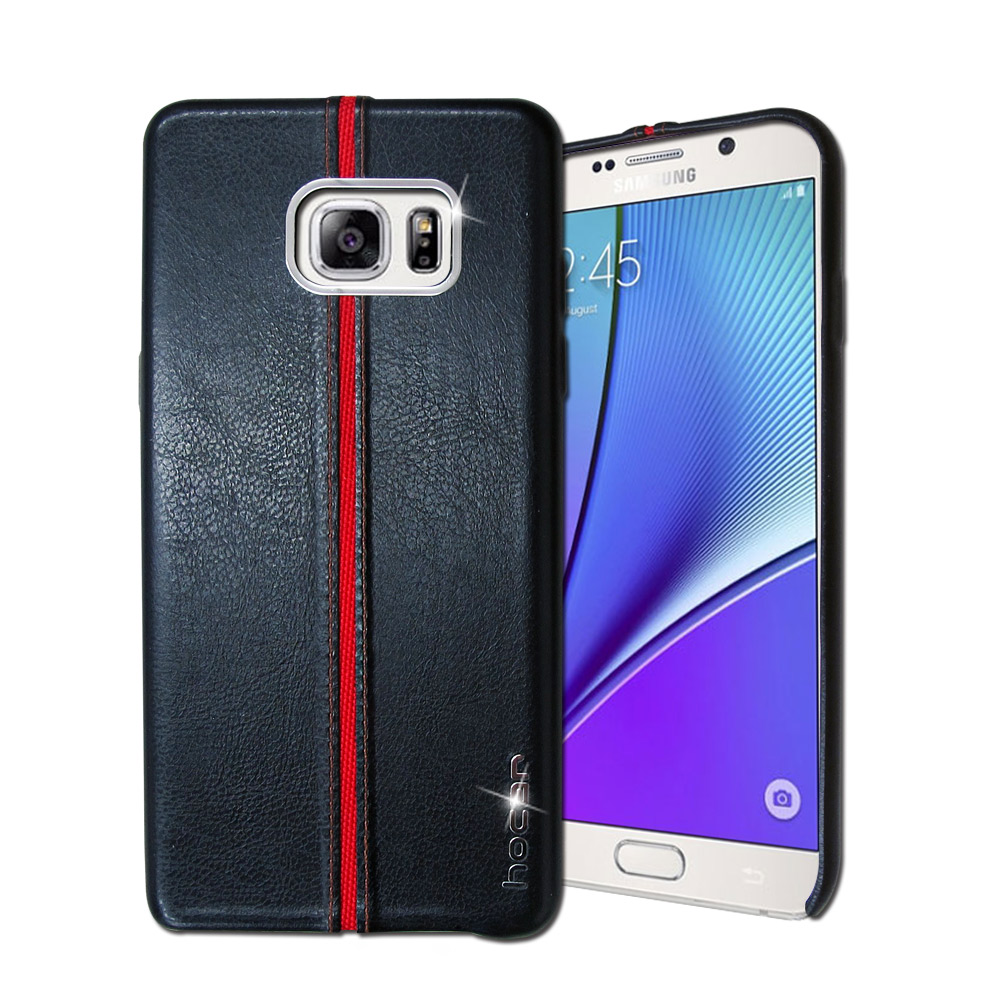 HOCAR Samsung Galaxy Note5 爵士皮革保護手機殼(摩藍)