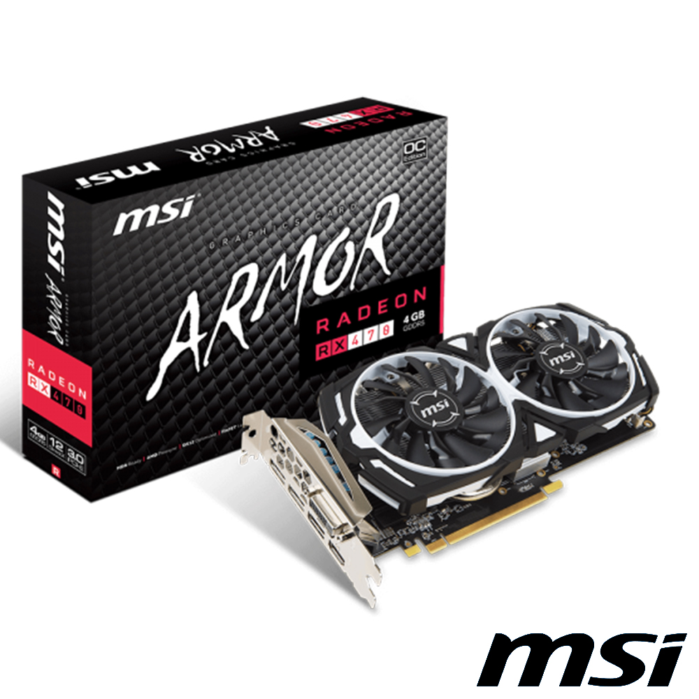 MSI微星 RX 470 ARMOR 4G OC顯示卡