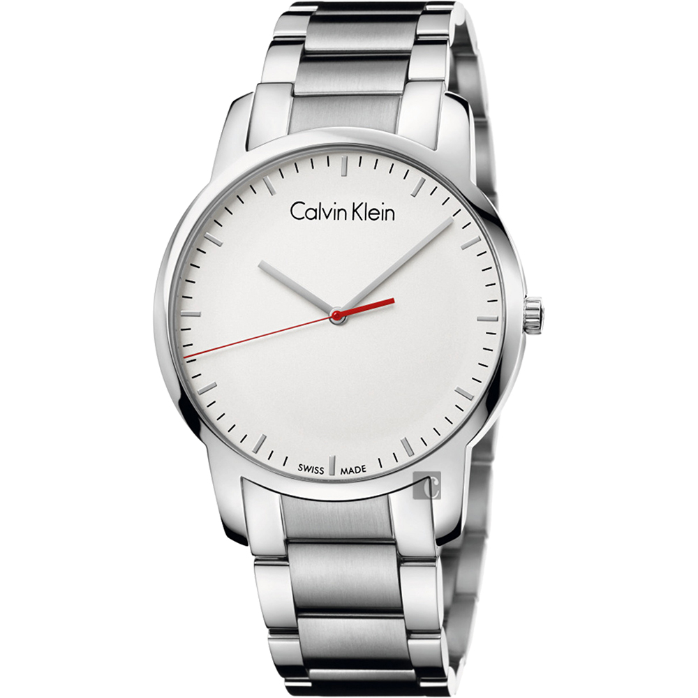 Calvin Klein CK City 極簡都會腕錶-白x銀/43mm