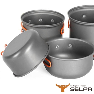 韓國SELPA 不沾鍋設計輕量鋁合金套鍋 四件組