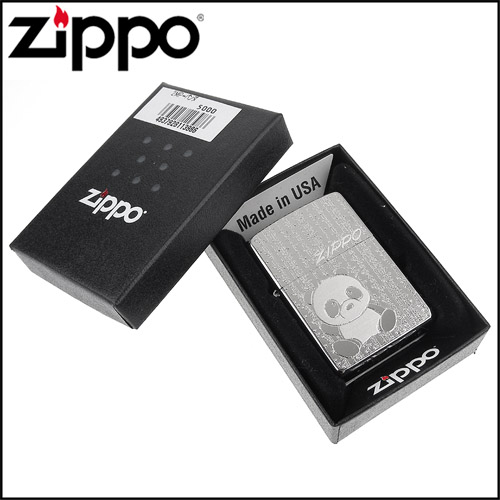 ZIPPO 日系~Metal Plate-貓熊/熊貓圖案貼飾加工打火機