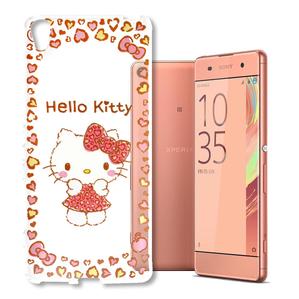 Hello Kitty 索尼 Xperia XA 浮雕彩繪透明軟殼(甜心豹紋)