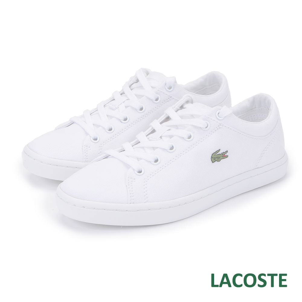 LACOSTE 女用休閒帆布鞋-白色