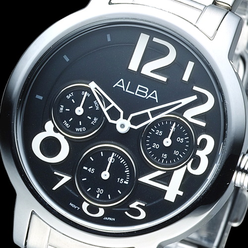ALBA 玩美時尚全日曆女錶(AP6053X1)-黑/36mm