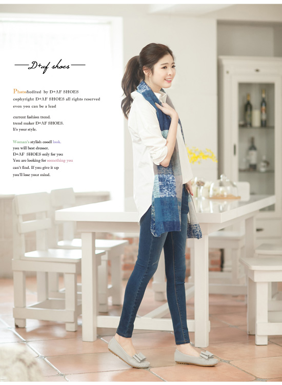 D AF 俏皮可愛‧MIT大蝴蝶結莫卡辛豆豆鞋＊灰