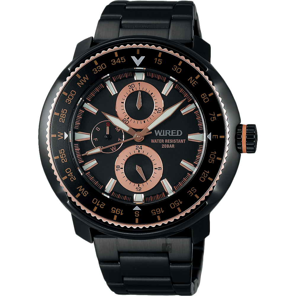 WIRED SOLIDITY 復古軍用200米限定手錶(AY8037X1)-鍍黑/44mm