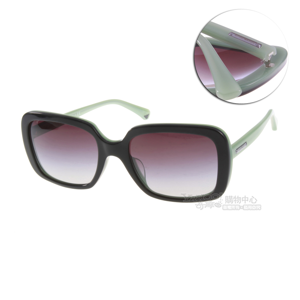 EMPORIO ARMANI太陽眼鏡 時尚方框/黑-粉綠#EA4007F 50458G