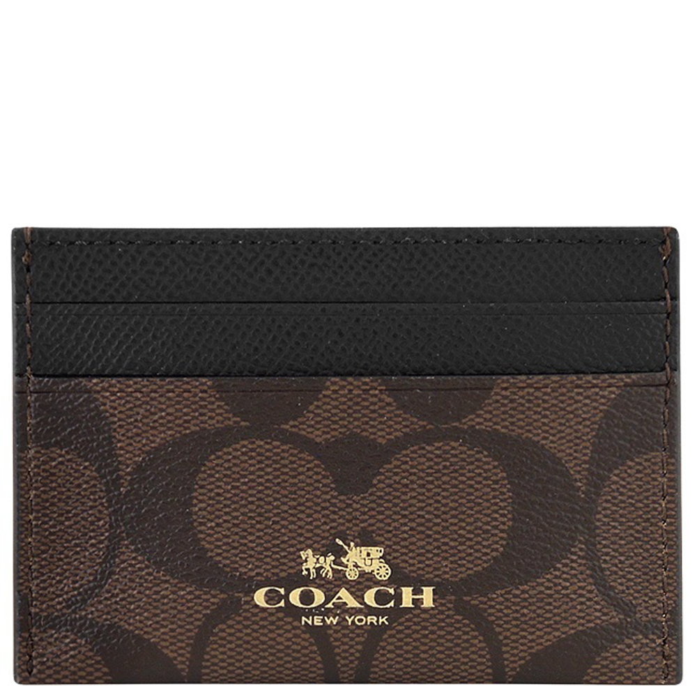 COACH 巧克力色大C PVC證件名片夾