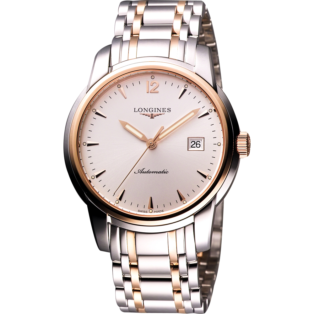 LONGINES 浪琴 官方授權 Saint-Imier 18K玫塊金機械腕錶-白x玫瑰金框/41mm L2.766.5.72.7