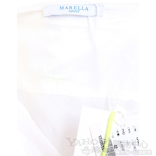 MARELLA-SPORT 白色抓褶設計排釦上衣