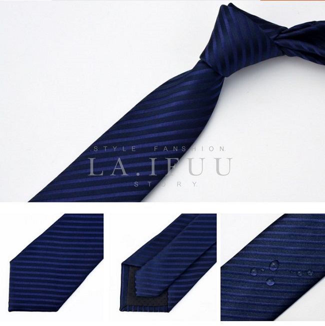 拉福領帶防水領帶7cm領帶拉鍊領帶(藍斜)