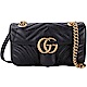 GUCCI GG Marmont 山型絎縫皮革雙鍊肩背包(黑色) product thumbnail 1