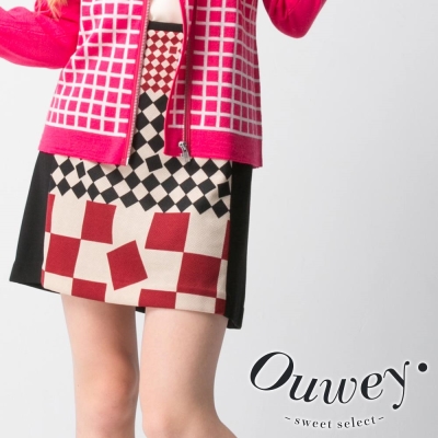 OUWEY歐薇-變化格紋窄裙
